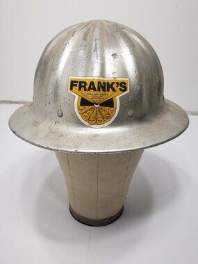 Vtg Fibre-Metal Superlite Pennline Aluminum Hard Hat Full Brim FRANK"S Oilfield